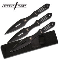 Perfect Point 9 Inch Black Spider Hunting Throwing Knives - 3Pc #pp-598-3Bsp