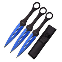 Perfect Point 178mm Overall Blue Electro Throwing Knife Set - 3pc #k-pp-105bl-7-3