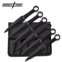 Perfect Point 165mm Black Cord Throwing Knives 6pc - W Nylon Sheath #k-rc-086-6