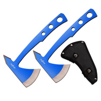 Perfect Point 241mm Blue Throwing Axes 2 Pack - W Nylon Sheath #k-pp-107bl-2