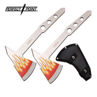 Perfect Point Flame Printed Throwing Axes 2 Piece - 3cr13 Steel Blade #K-pp-120-2fl