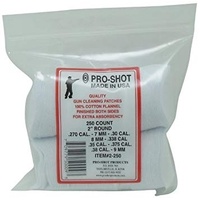 Pro-shot 270-38 Cal Round Cleaning Patches 250 Pack 2-250