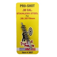 Pro-shot 38st Steel Pistol Bore Brush For .38 .357 Caliber With Brass Core