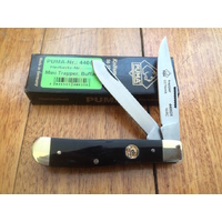 Puma Mini Trapper Lockback Folding Hunting Knife - Black Buffalo Horn Handle #44 0631