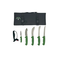 Ridgeline 5 Piece Hunting Knife Roll With Sharpener - Rubber Handles #rlakn5pcroll