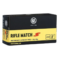 Rws 2314372 Match S Ammunition 22 Lr 40gr Lrn 50 Pack