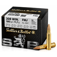 Sellier & Bellot V331582 Rifle Ammo 308 Win 180 Grain Fmj
