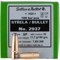 Sellier & Bellot V339072 Reloading Bullets 30 Cal 180 Grain Sp 100 Pack