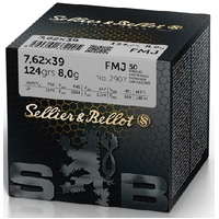 Sellier & Bellot V340842 Ammunition 7.62x39mm 124 Grain Fmj 50 Rounds