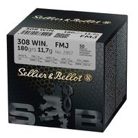 Sellier & Bellot Sbv331582 Rifle Ammunition .308 Winchester 180gr Fmj