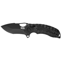 Sog Kiku Xr Folding Knife 3.03" Cts-xhp Black Cerakote Plain Blade - Linen Micarta Handle #12-27-02-57