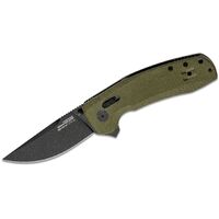 Sog Tac Xr Flipper Knife 3.39" D2 Black Plain Blade - Od Green G10 Handle #12-38-02-41