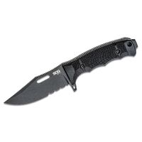 Sog 4.3" S35vn Black Drop Point Combo Seal Fx Usa-made Fixed Blade Knife - Grn Handle #17-21-01-57