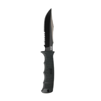 Sog Seal Pup Elite Fixed 4.85" Black Tini Combo Blade Knife - Grn Handle #e37t-k