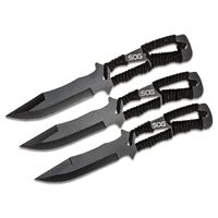Sog Throwing Knives- 3 Pack-stampe - Black Paracord Wrapped Handle #f041tn-cp