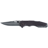 Sog Salute Folding Knife 3.625" Black Plain Blade - G10 Handle #ff11-cp