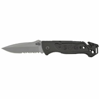 Sog Escape Folding Rescue Knife 3.4" Bead Blast Combo Blade - Aluminum Handle #ff24-cp