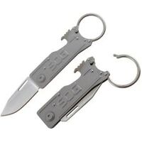 Sog Keytron Keychain Folding Knife 1.8" Satin Plain Blade - Stainless Steel Handle #kt1001-cp