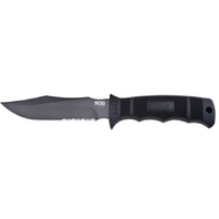 Sog Seal Pup Fixed 4.75" Powder Coated Combo Blade Knife - Grn Handle #m37k