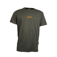Spika Men's Go Range T-shirt Olive Green - Cotton Comfortable And Orange Logo #gtm-019