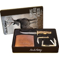 Schrade Uncle Henry Trailing Point Folding Knife Gift Set - Deer Into Venison #1105613