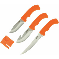 Schrade Old Timer 4Pc Guthook & Skinner Hunting Knife Set - With Sharpener Sheath #1105592