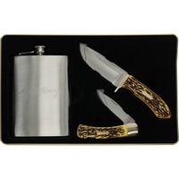 Schrade Uncle Henry Hunting Fixed Folder Knife With Flask Gift Set - Limited Edition #1130112