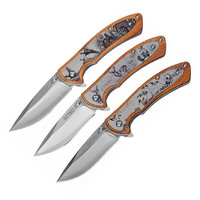 Schrade Old Timer Wildlife Drop Point Etched Folding Knife Combo Set - 3Pc 4.5 Inch Overall #schp1085946