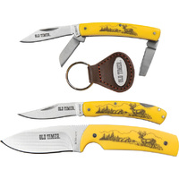 Schrade Scrimshaw Knife Gift Set - Yellow Synthetic Handle 3-piece #schp1085951