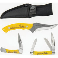 Schrade Old Timer Scrimshaw Knife Gift Set - Yellow 3 Piece #schp1105610