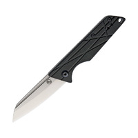 Statgear 2.5 Inch Stonewash Sheepfoot Blade Folding Knife - Black Handle W/ Pocket Clip #stat113blk