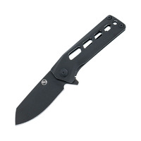 Statgear 2 Inch Black Finish Steel Blade Slinger Framelock Knife - Black Stainless Handle #stat112blk
