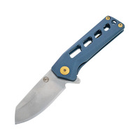 Statgear 2 Inch D2 Steel Blade Slinger Framelock Knife - W Blue Stainless Handle #stat112blu
