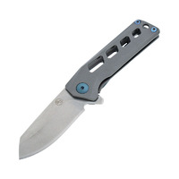 Statgear 2 Inch D2 Tool Steel Blade Slinger Framelock Knife - Gray Stainless Handle #stat112gry