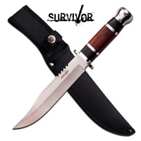 Survivor Clip Point Half Serrated Bowie Fixed Blade Knife - 12.25 Inch Overall #hk-781l