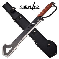 Survivor 25.5 Inch Hunting Sawback Machete W Sheath - Pakkawood Handle #sv-Mht006Bk
