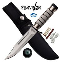 Survivor 9.5 Inch Hunting Fixed Blade Knife - W Survival Kits #hk-695