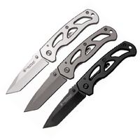 Smith & Wesson Tanto Framelock Folding Knife Combo - Stainless Handle #swp1085964