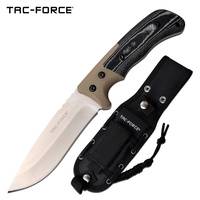 Tac-Force Drop Point Fine Edge Fixed Blade Knife - Full Tang G10 Micarta Handle #tf-Fix006Tn