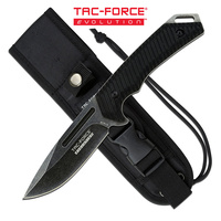 Tac-force Evolution Drop Point Stonewashed Finish Tactical Fixed Blade Knife - 9 Inches Full Tang #tfe-fix005-bk