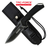 Tac-Force Evolution Drop Point Stonewashed Finish Tactical Fixed Blade Knife - 9 Inches Full Tang #tfe-Fix005-Bk