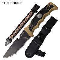 Tac-Force Drop Point Cutter Fixed Blade Knife - Multi Function Paracord Bracelet #tf-Fix005Tn