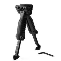 Atacpro Tactical Bipod Adjustable Leg Hand Grip - 20mm Picatinny Rail Stand Black #tm01026