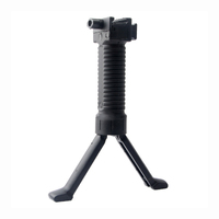 Tekmat Retractable Spring Loaded Bipod Picatinny Rail Rifle W Vertical Handle Foregrip - Black #Tm01028
