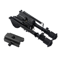 Atacpro 6-9 Inch Tactical Rifle Bipod Adjustable Shooting 20mm Rail Mount Adapter - Black #tm01071
