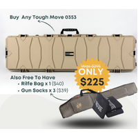 Tough Move 53 Inch Double Rifle Gun Hard Case - Crushproof Waterproof Stackable Storage #0353 Tan