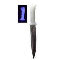 Tassie Tiger Pig Hunting Knife  - Blue Glow Handle Leather Sheath #Ttkbgp8