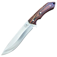 Tassie Tiger Fixed Blade Knife With Wood Handle, 158mm 9cr Blade With Leather Sheath