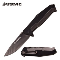 Usmc Drop Point Fine Edge Blade Folding Knife - 8.25 Inches Ball Bearing Pivot #m-3002Bk
