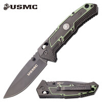 Usmc Marines Manual 8.75 Inch Drop Point Folding Blade Knife - Green #m-1064Gn